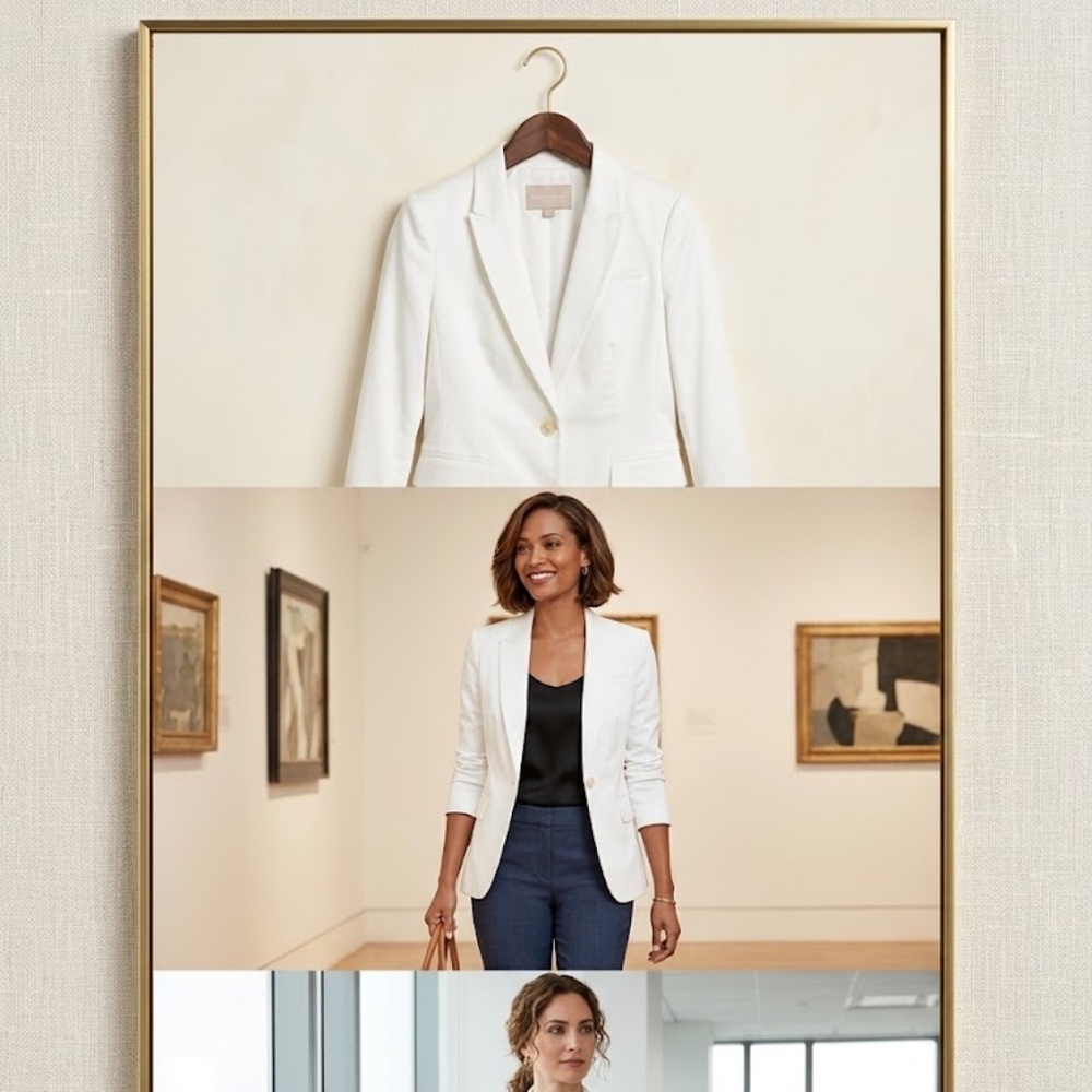 Banana Republic White One Button Tailored Blazer Jacket Size 6